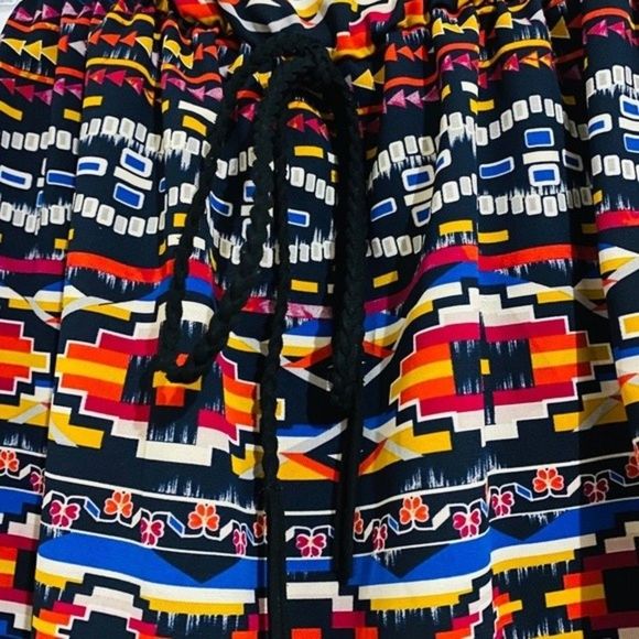 XHILIRATION WOMENs MULTICOLOR AZTEC PRINT ELASTIC WAIST TUBE BLOUSON DRESS Sz-S - Picture 5 of 7